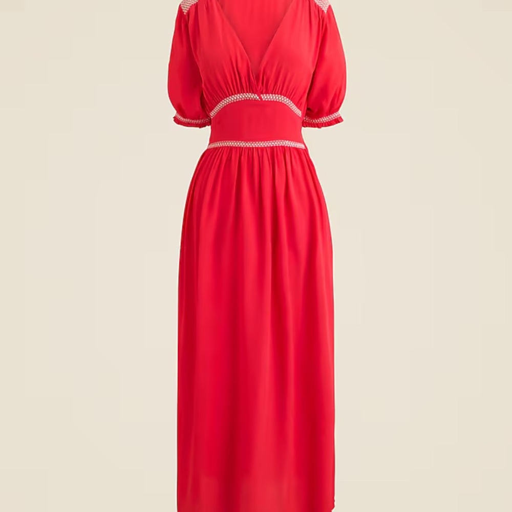 NWT J Crew Vibrant Red Midi Dress